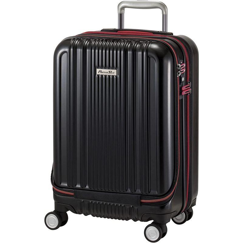 PLUS ONE (プラスワン) スーツケース ALPHA SKY SPEX フロントオープン マットブラック (Sサイズ 40L / 縦サ 