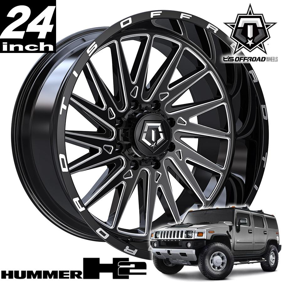 ハマ－H2タイヤホイール24インチ4本セット TIS OFFROAD 547BM グロス