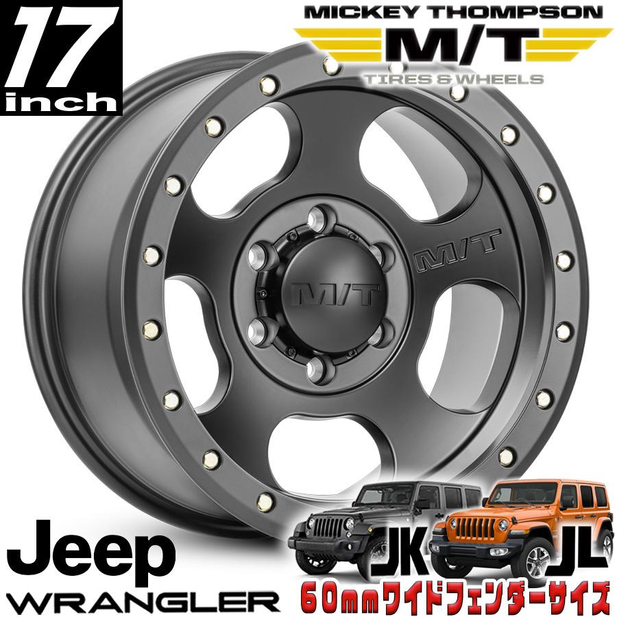 M/T ミッキートンプソン 社外ホイール 17インチ 4本 9J5HPCD127-12 ブラック センターキャップ付 ラングラー等　(SHB030) M/T ミッキートンプソン 社外ホイール 17インチ 4本 9J5HPCD127-12