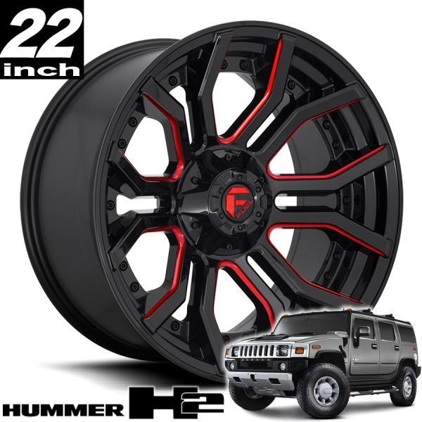 FUEL OFFROAD RAGE (レイジ) D712 グロスブラック/キャンディレッド 22インチアルミホイール 03-08 HUMMER ...