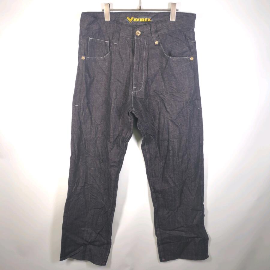 AVIREX 36/34 アヴィレックス デニム ブラックネイビー bm0222