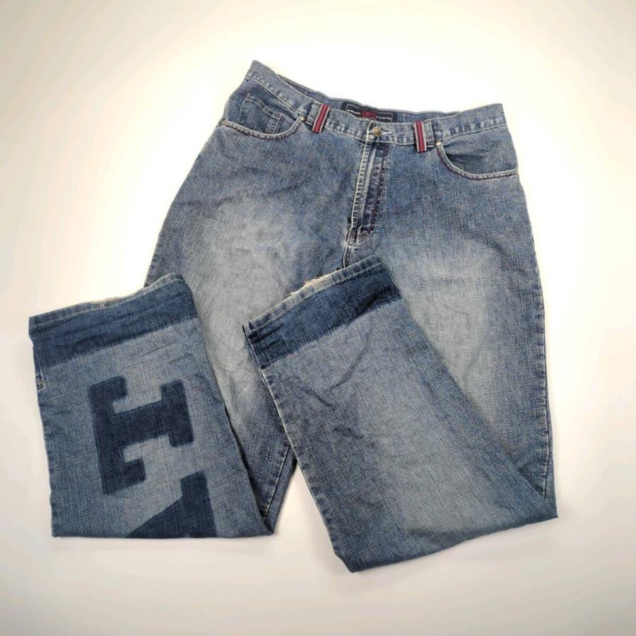 ファットファーム PHAT FARM デニムパンツ 濃紺 極太 黒パッチ 40