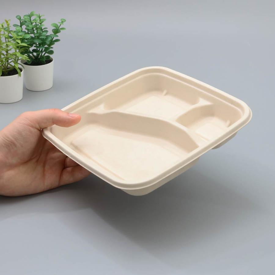 バガス 再生紙製容器 SBT おかずトレイ 181×181×35ｍｍ 600枚セット お弁当容器 弁当 業務用 大容量 （メーカー直送品）の画像