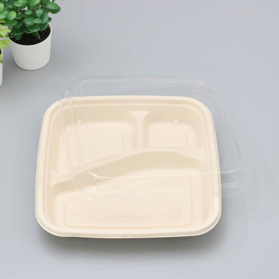 バガス 再生紙製容器 SBT おかずトレイ 181×181×35ｍｍ 600枚セット お弁当容器 弁当 業務用 大容量 （メーカー直送品）の画像