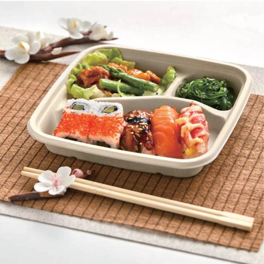 バガス 再生紙製容器 SBT おかずトレイ 181×181×35ｍｍ 600枚セット お弁当容器 弁当 業務用 大容量 （メーカー直送品）の画像