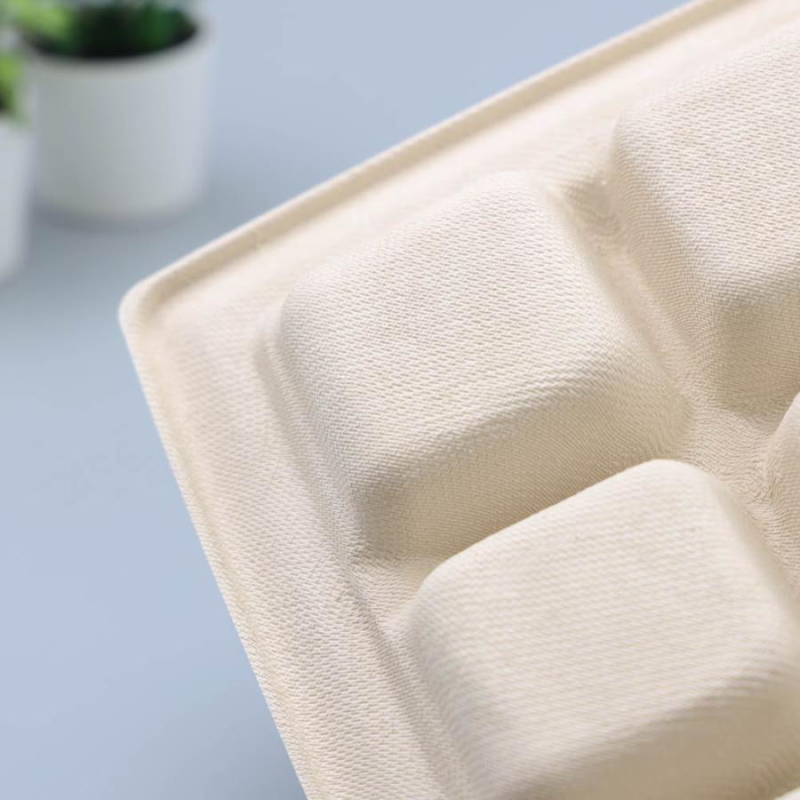 バガス 再生紙製容器 SBT パルプ9区切りトレイ 240×240×25ｍｍ 400枚セット お弁当容器 弁当  業務用 大容量 （メーカー直送品）の画像