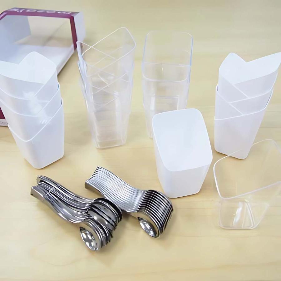 モザイク 使い捨て 食器 小皿 トレイ Mozaik ミニデザートセット 48pcs