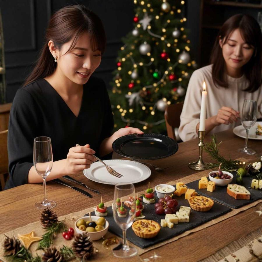 モザイク Mozaikモザイク パール プレート（ブラック） 15cm 12枚