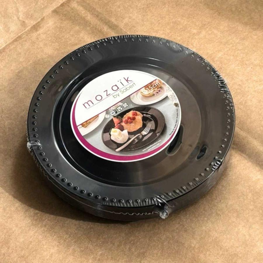 モザイク Mozaikモザイク パール プレート（ブラック） 15cm 12枚