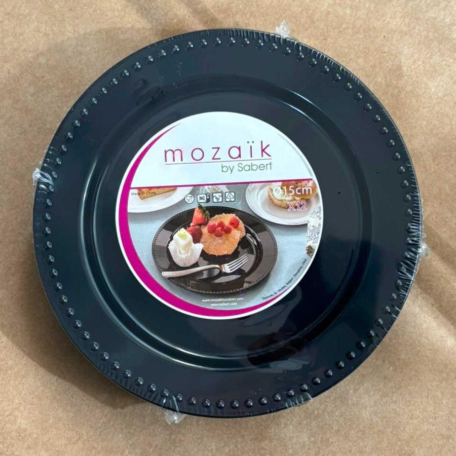 モザイク Mozaikモザイク パール プレート（ブラック） 15cm 12枚