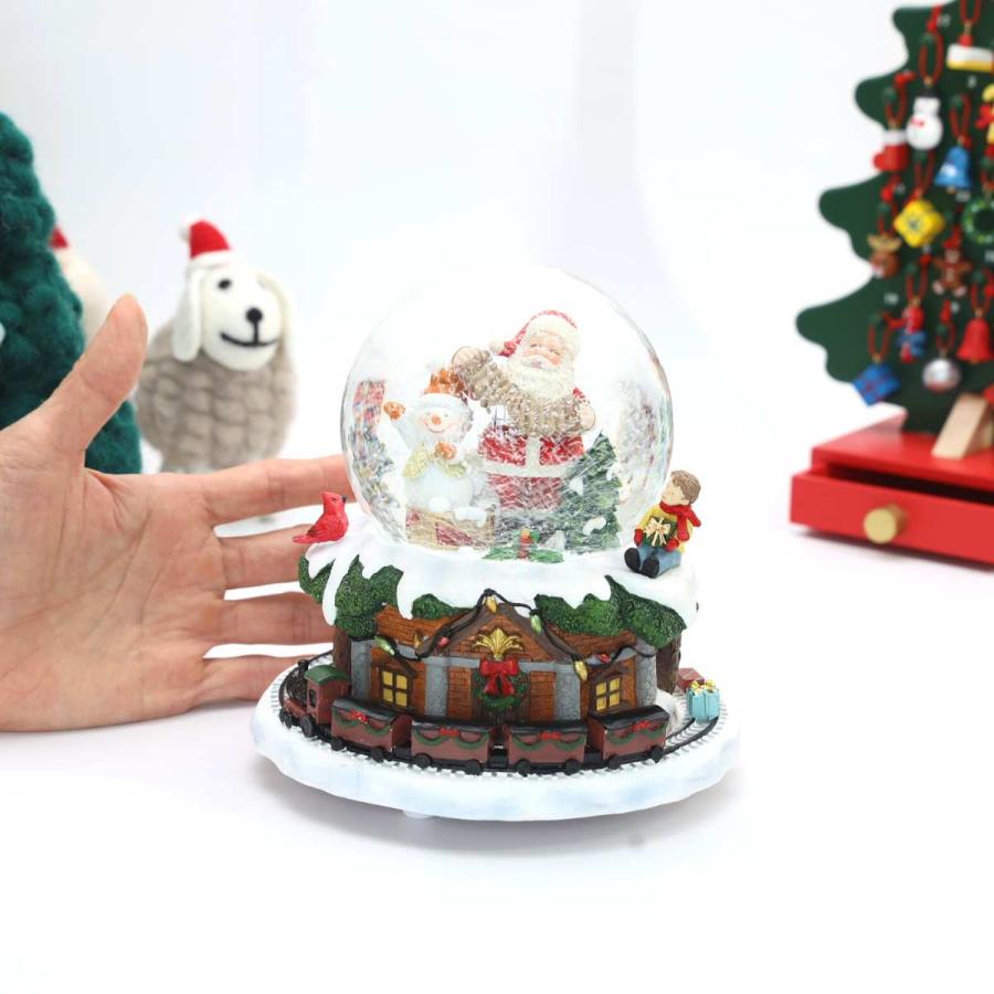 スノードーム オルゴール ツリー付き サンタ・スノーマン 回る