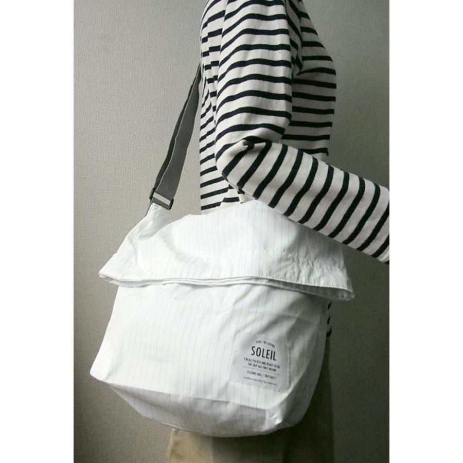ソレイユ ポケッタブル 口折れショルダーバッグ ストライプ/SOLEIL