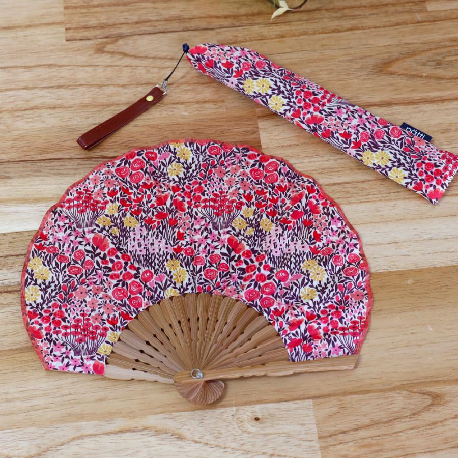 ナッティ 扇子 せんす 袋付き カバー付き 花 フラワー 北欧 母の日
