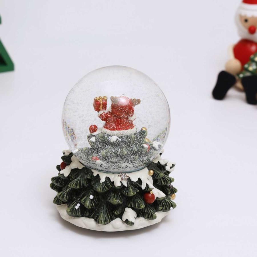 スノードーム　スノーイングツリードーム サンタトナカイ クリスマスソング 音楽付 スノードーム クリスマス オルゴール サンタ・ソリ サンタ・トナカイ