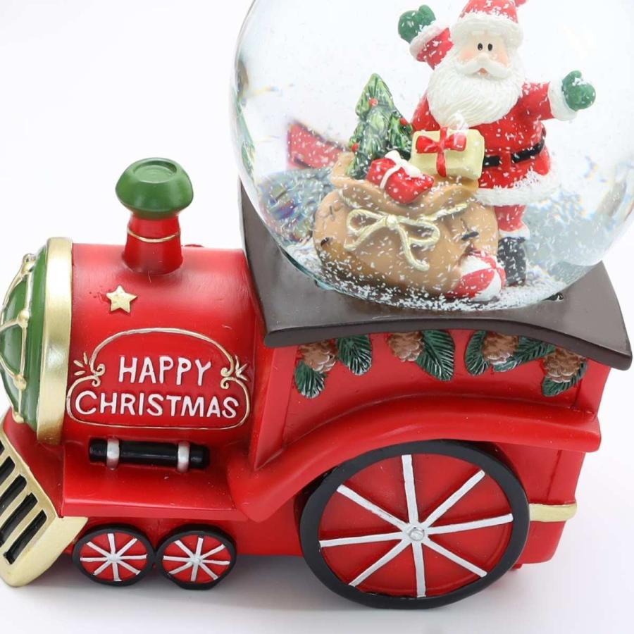 ミッキークリスマスキャノンボール フィギュア 機関車 汽車ライトアップオルゴール スノードーム クリスマス オルゴール ミュージック LED 蓄光 ライト