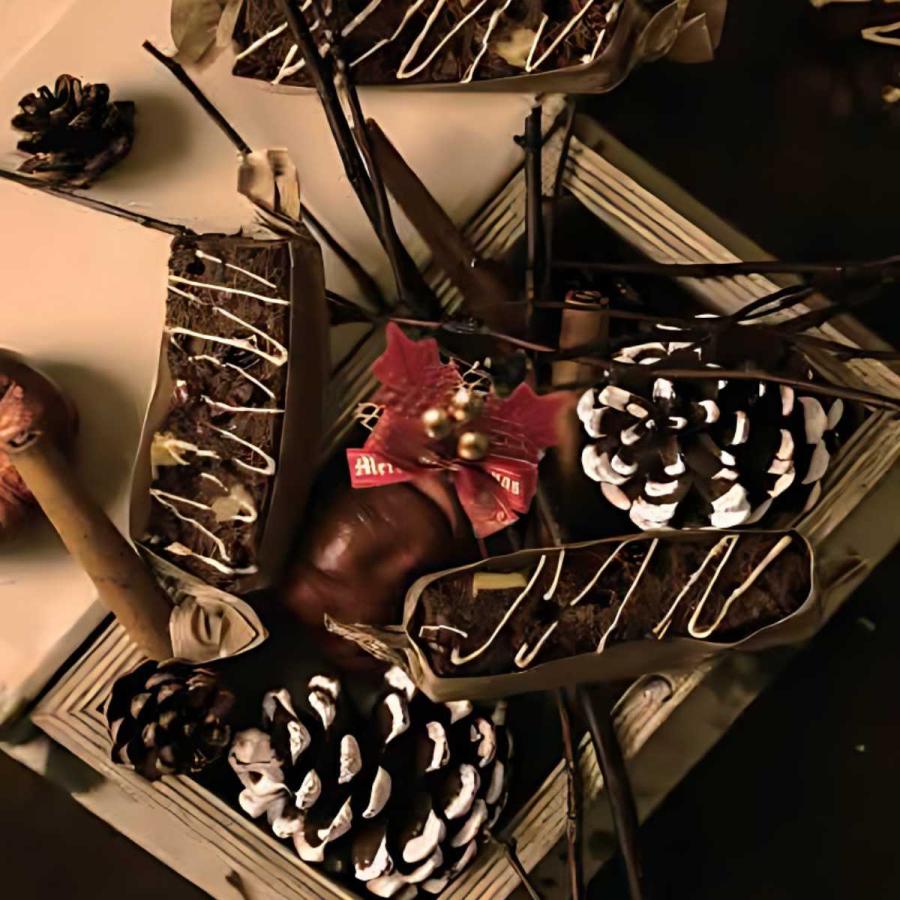 ひいらぎ 柊 クリスマス プレミアム ケーキピック 2枚葉 ブラウン