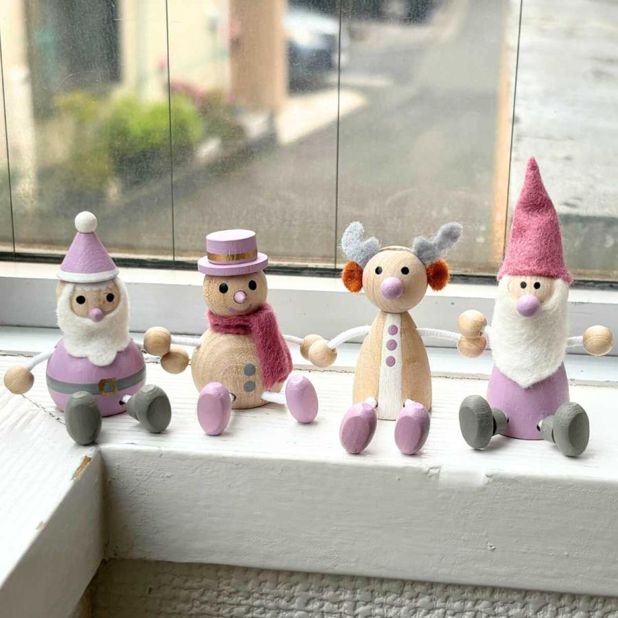 クリスマス 飾り オブジェ 置物 ピンク クリスマス ふわふわ ピンク星 ミニツリーセット 電池式LED付き (THE