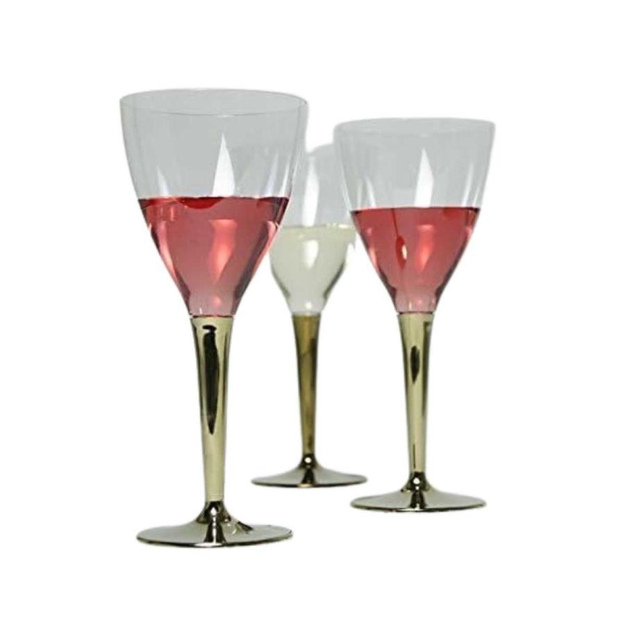 モザイク ワイングラス 使い捨て グラス Mozaik ゴールド ステム 8個