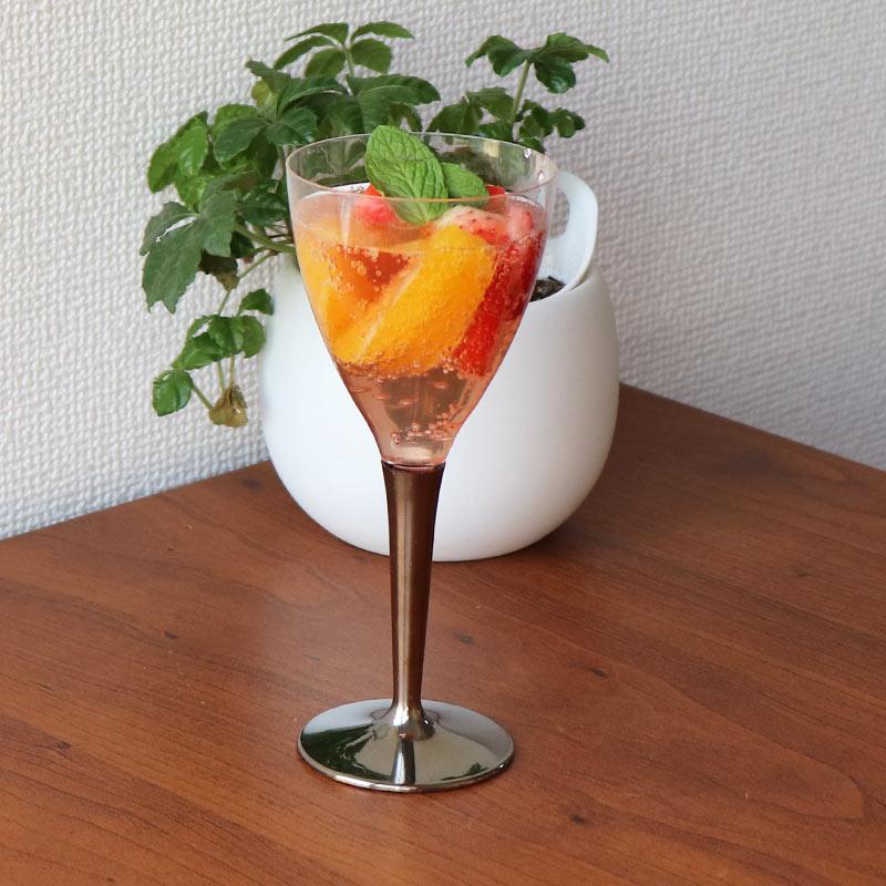 モザイク ワイングラス 使い捨て グラス Mozaik シルバーステム 8個