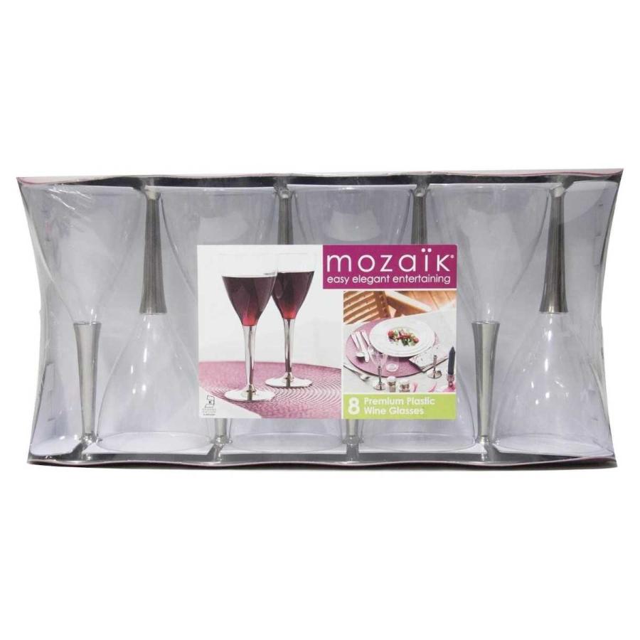 モザイク ワイングラス 使い捨て グラス Mozaik シルバーステム 8個