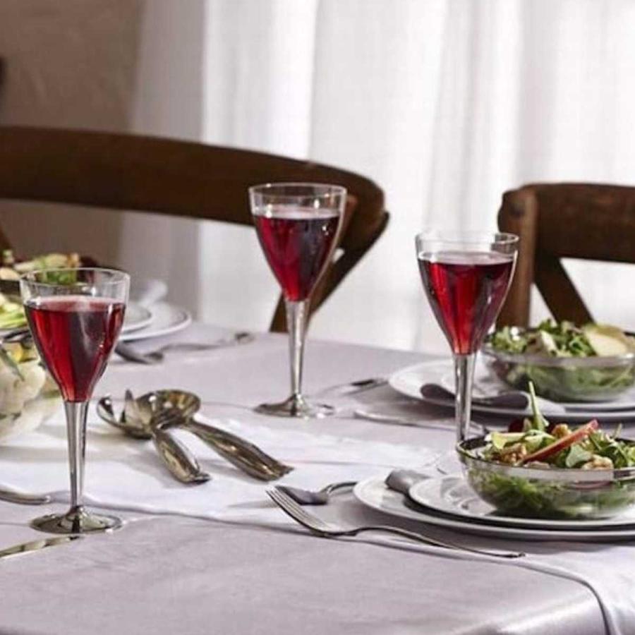 モザイク ワイングラス 使い捨て グラス Mozaik シルバーステム 8個