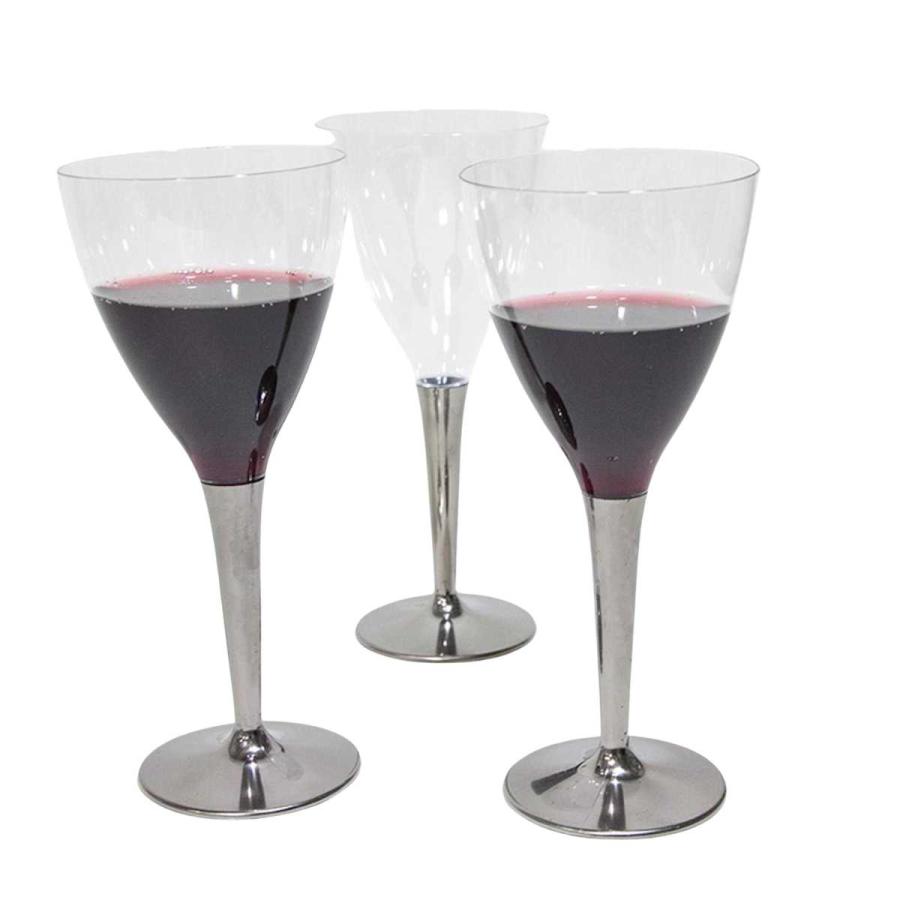 モザイク ワイングラス 使い捨て グラス Mozaik シルバーステム 8個