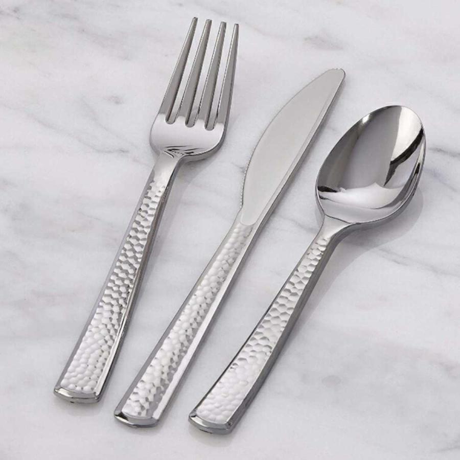 モザイク 使い捨て フォーク カトラリー セット シルバー カトラリー