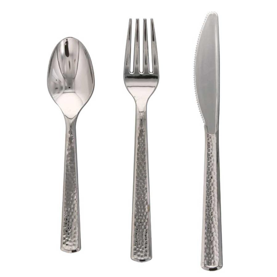 モザイク 使い捨て フォーク カトラリー セット シルバー カトラリー