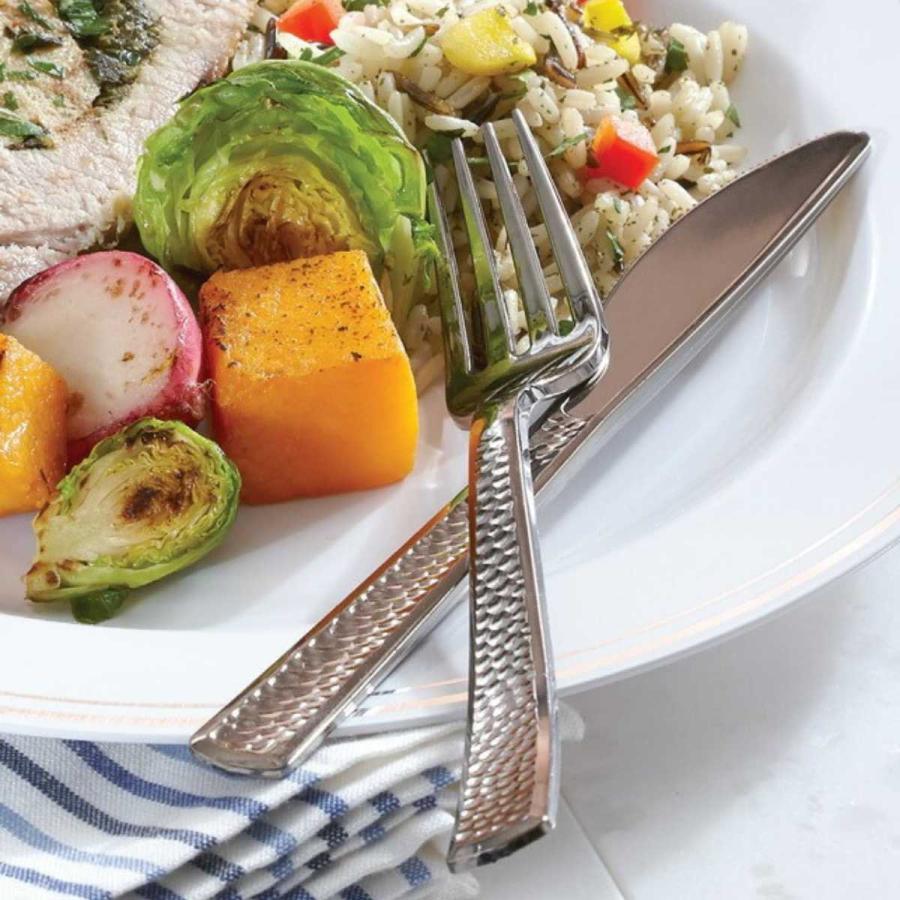 モザイク 使い捨て フォーク カトラリー セット シルバー カトラリー