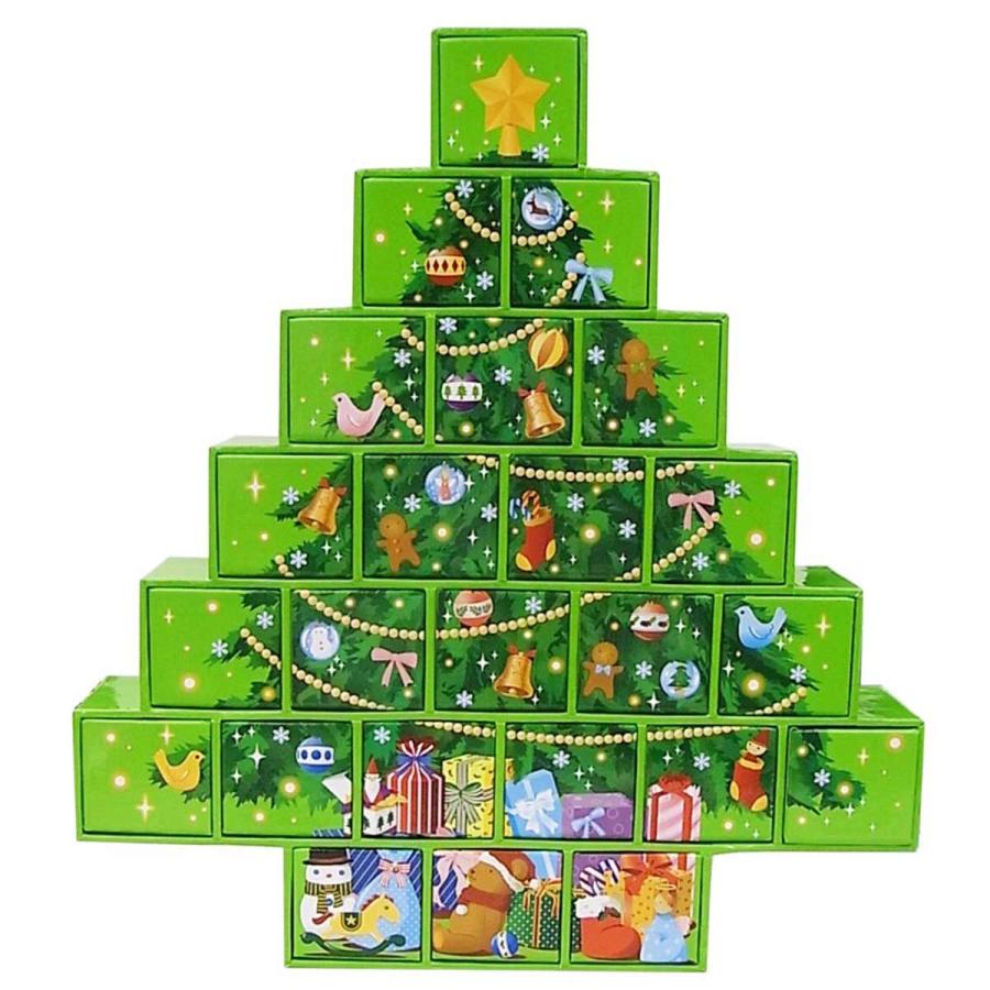 美品 クリスマス ツリー型 アドベントカレンダー 木 ウッド カレンダー お菓子 アドベントカレンダー クリスマスツリー 卓上 アドベント カレンダー