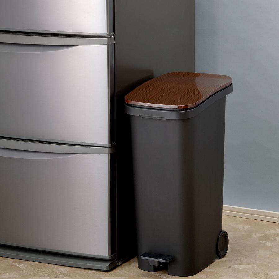 30L ダストボックス　アメリカン　オルテガ　黒×茶　木製　ハンドメイド 東谷 スムース ペダルダストボックス31 茶色 黒 ブラック ブラウン 木