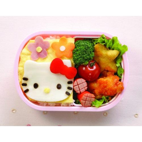 ハローキティ キティ わくわく かわいい顔の 野菜抜き型 キャラ弁 デコ