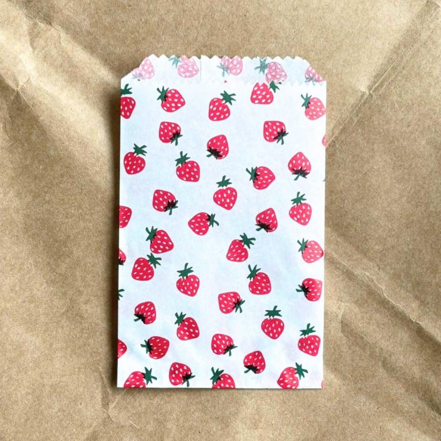 昭和レトロ ミニ 紙袋 ラッピング 平袋 いちご 8号 80×115mm 90枚