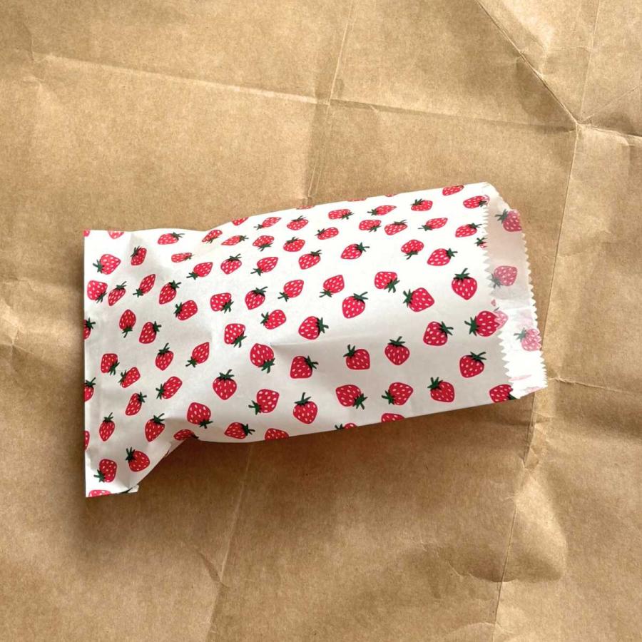 昭和レトロ ミニ 紙袋 ラッピング 平袋 いちご 5号 116×170mm 60枚