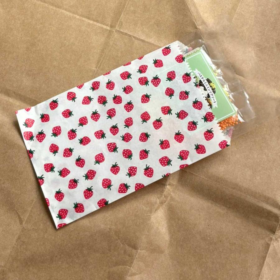 昭和レトロ ミニ 紙袋 ラッピング 平袋 いちご 5号 116×170mm 60枚