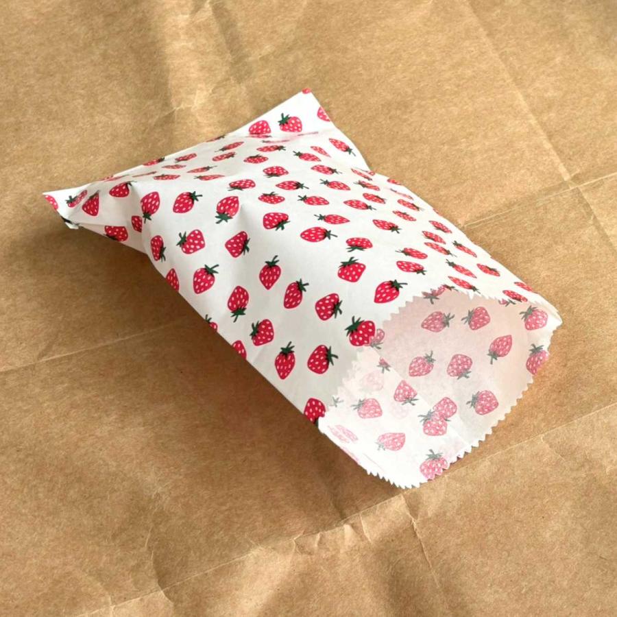 昭和レトロ ミニ 紙袋 ラッピング 平袋 いちご 5号 116×170mm 10枚