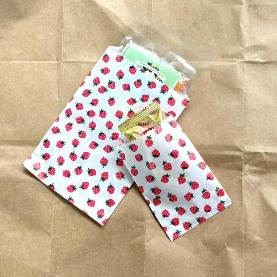 昭和レトロ ミニ 紙袋 ラッピング 平袋 いちご 5号 116×170mm 10枚