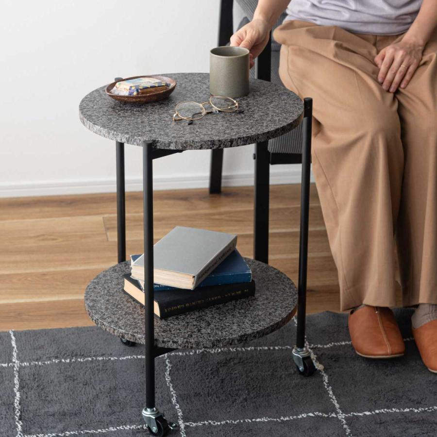 東谷 サイドテーブル キャスター付き LUNEMARMO ルネマルモ 丸