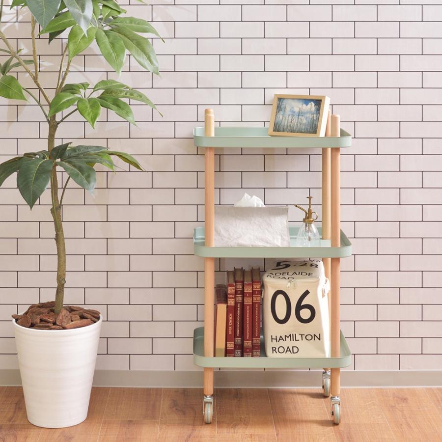 東谷 キッチンワゴン3段 北欧ナチュラル W50.5×D35.5×H98 スチール