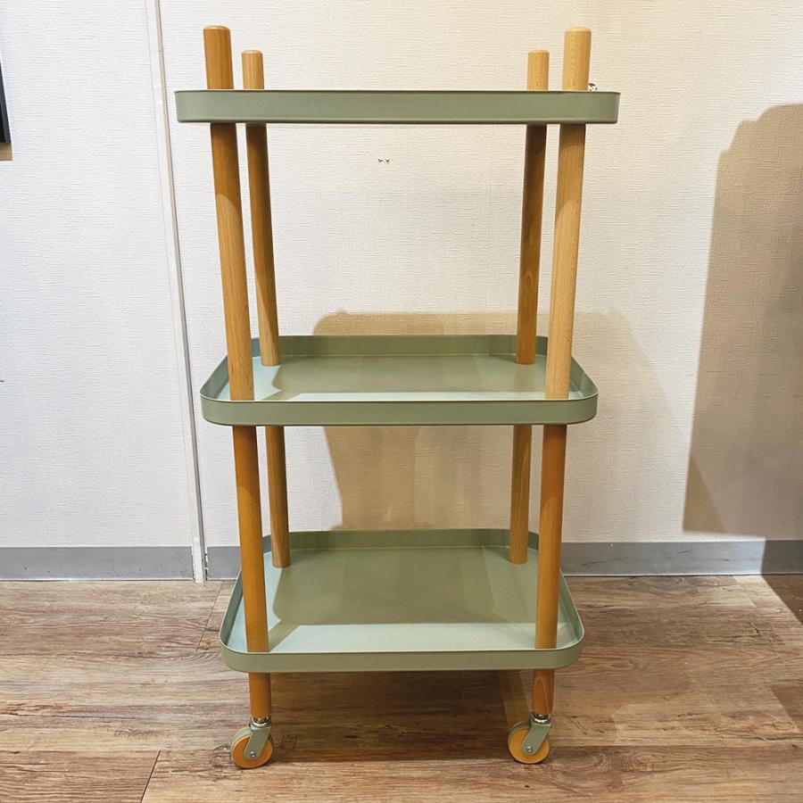 東谷 キッチンワゴン3段 北欧ナチュラル W50.5×D35.5×H98 スチール