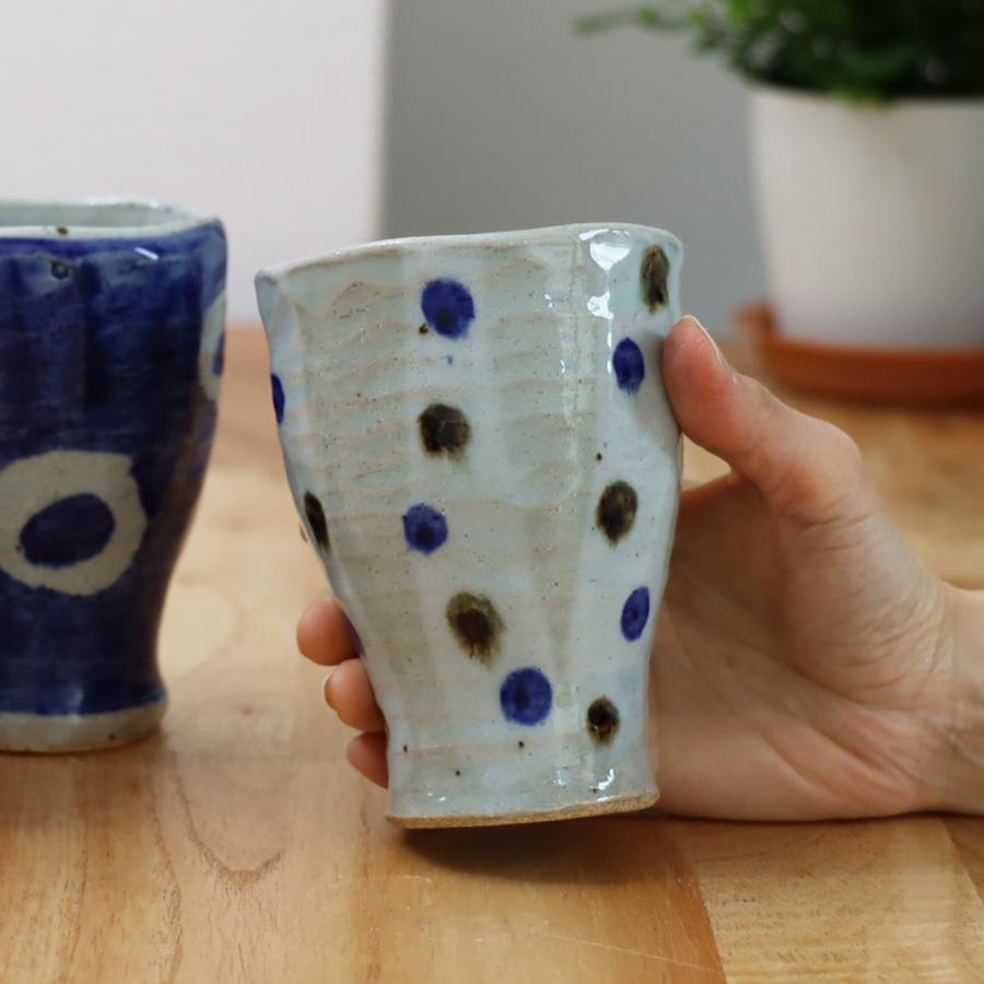BISQUE 美濃焼 陶器 ビアグラス 藍波 フリーカップ 430ml 父の日 実用