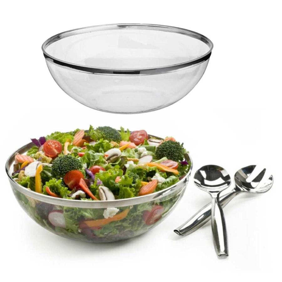 モザイク Mozaik ラージ サラダボール クリア シルバーリム 27cm 業務