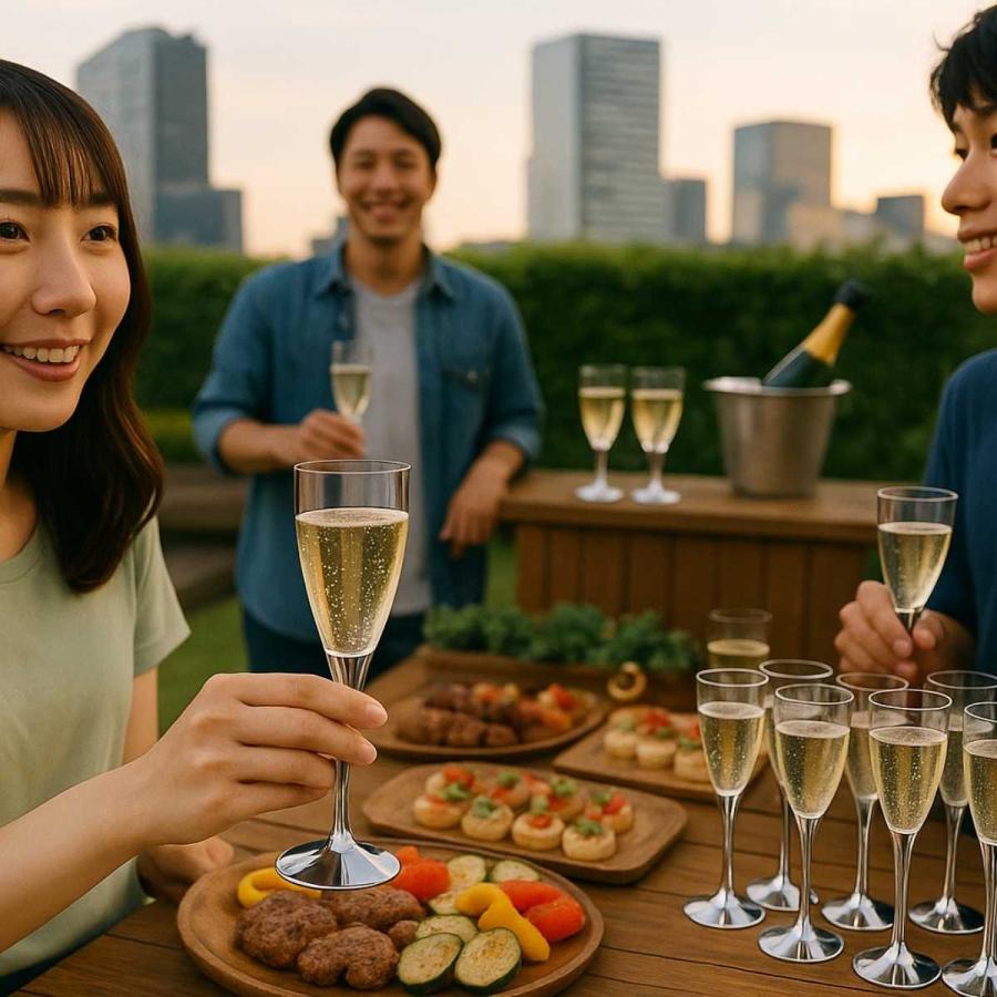 モザイク シャンパングラス 使い捨て グラス Mozaik シルバーステム 10