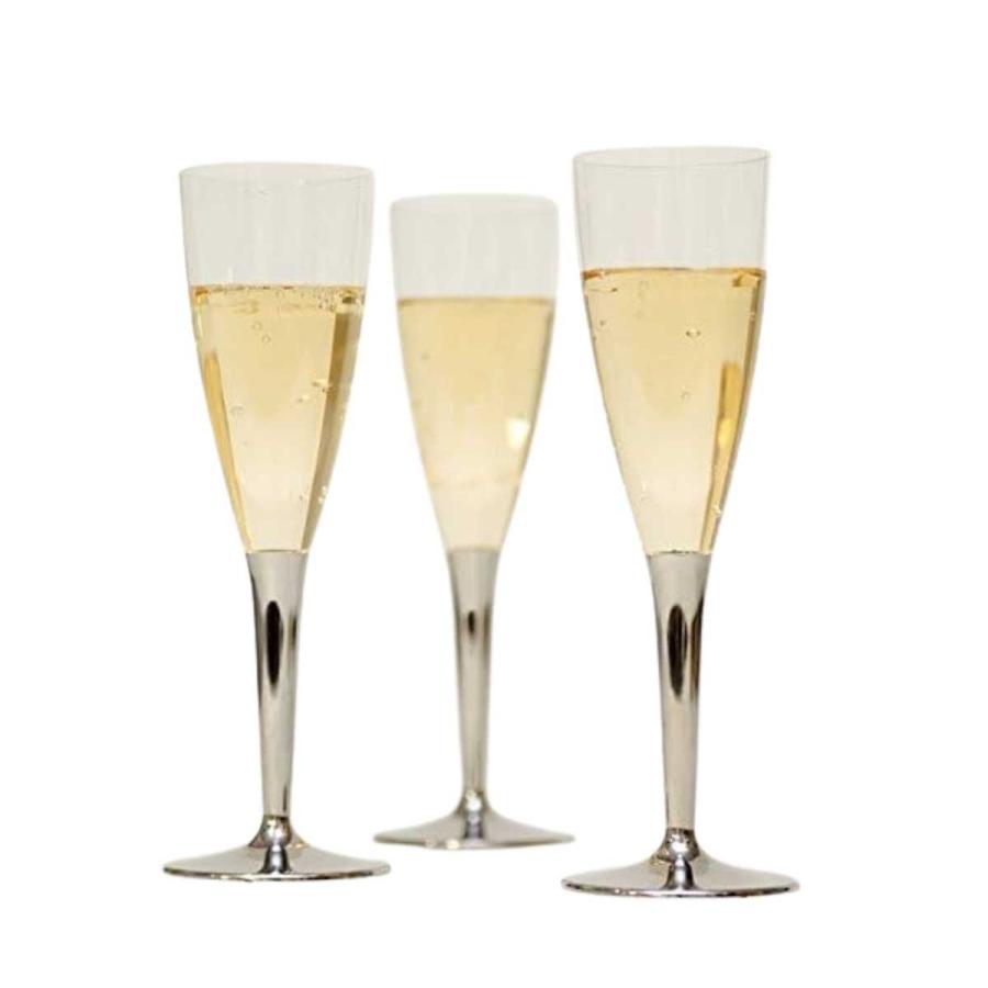 モザイク シャンパングラス 使い捨て グラス Mozaik シルバーステム 10