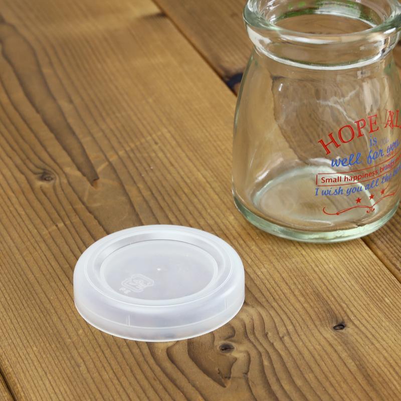 ガラス 製菓用 ミルクボトル用 52φポリキャップ（半透明） 96個 蓋