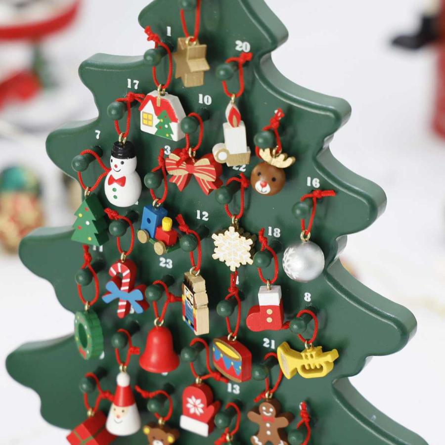 2024 アドベントツリー クリスマスツリー型アドベントカレンダー 木製ツリー サンタクロース サンタ トナカイ　スノーマン 北欧　引き出し ギフト｜ultramix｜06