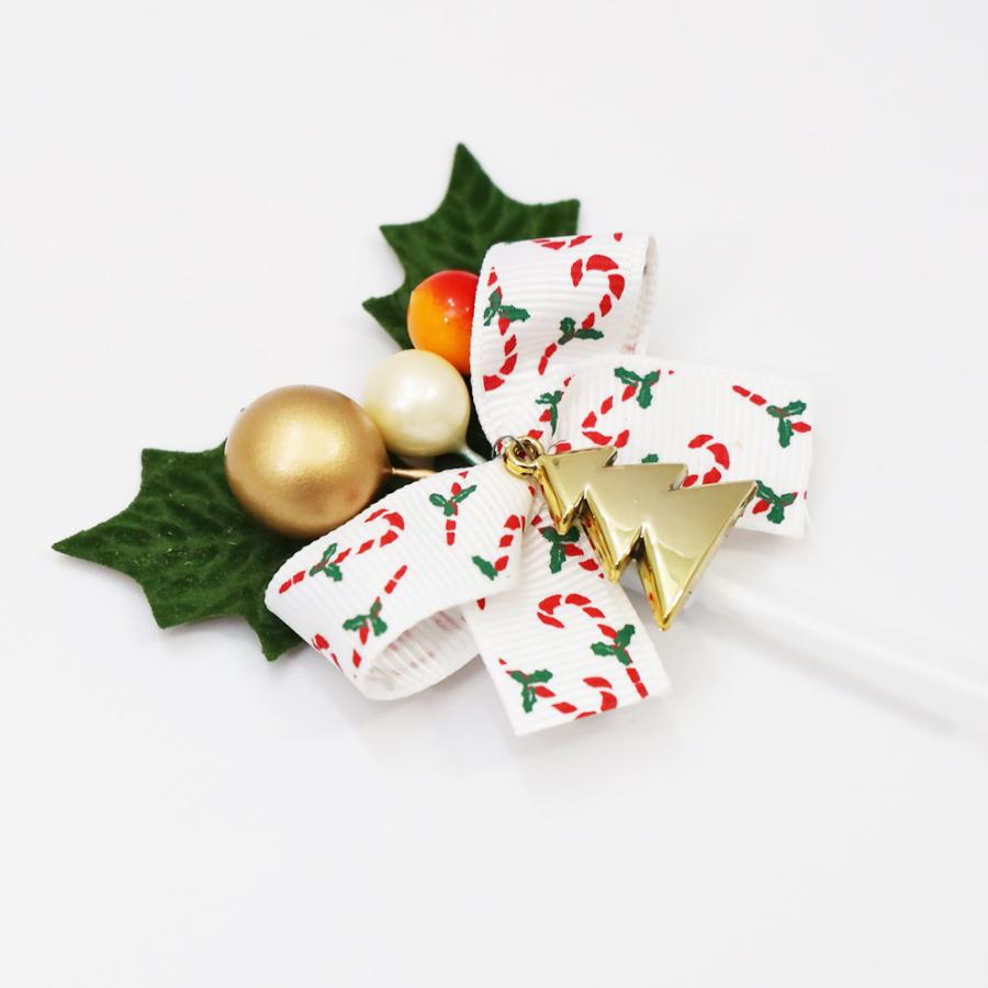 ひいらぎ 柊 2枚葉 100本セット クリスマス ケーキピック ゴールドツリーモチーフ プレミアム ポップリボン 日本製 約60 H約60ｍｍ 飾り 驚きの価格が実現 クリスマス