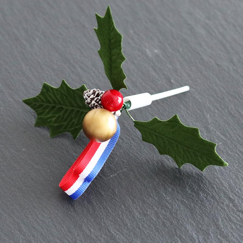 ひいらぎ 柊 クリスマス プレミアム ケーキピック 三枚葉 トリコロール