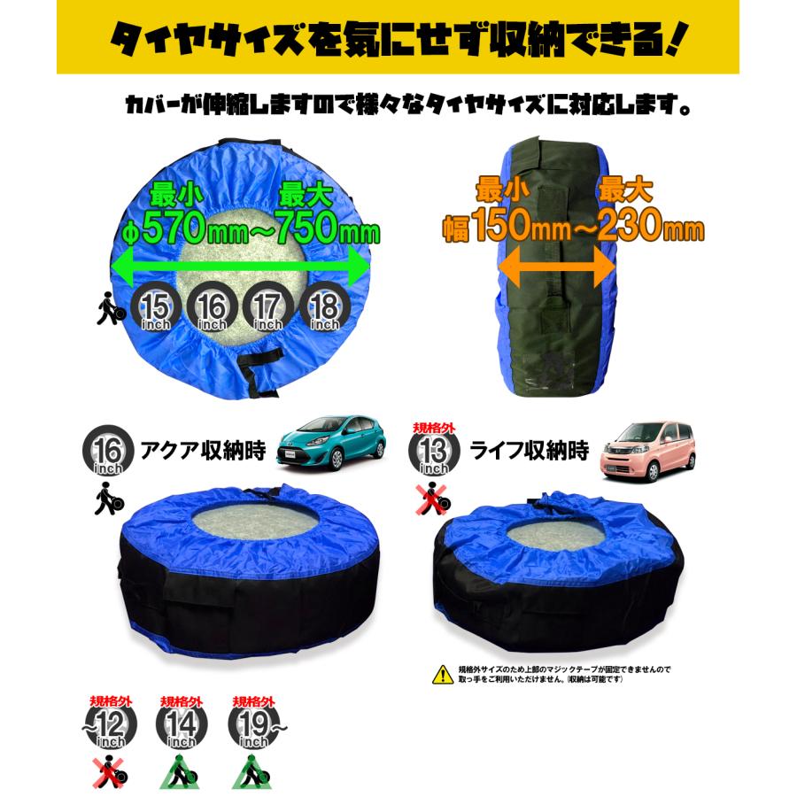 高性能 タイヤカバー 4枚セット タイヤ収納 軽自動車 普通車 