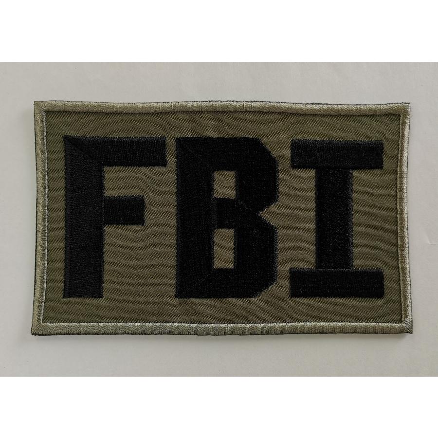 送料無料】ミリタリーワッペン FBI サバゲ― 刺繍ワッペン／OD色×黒